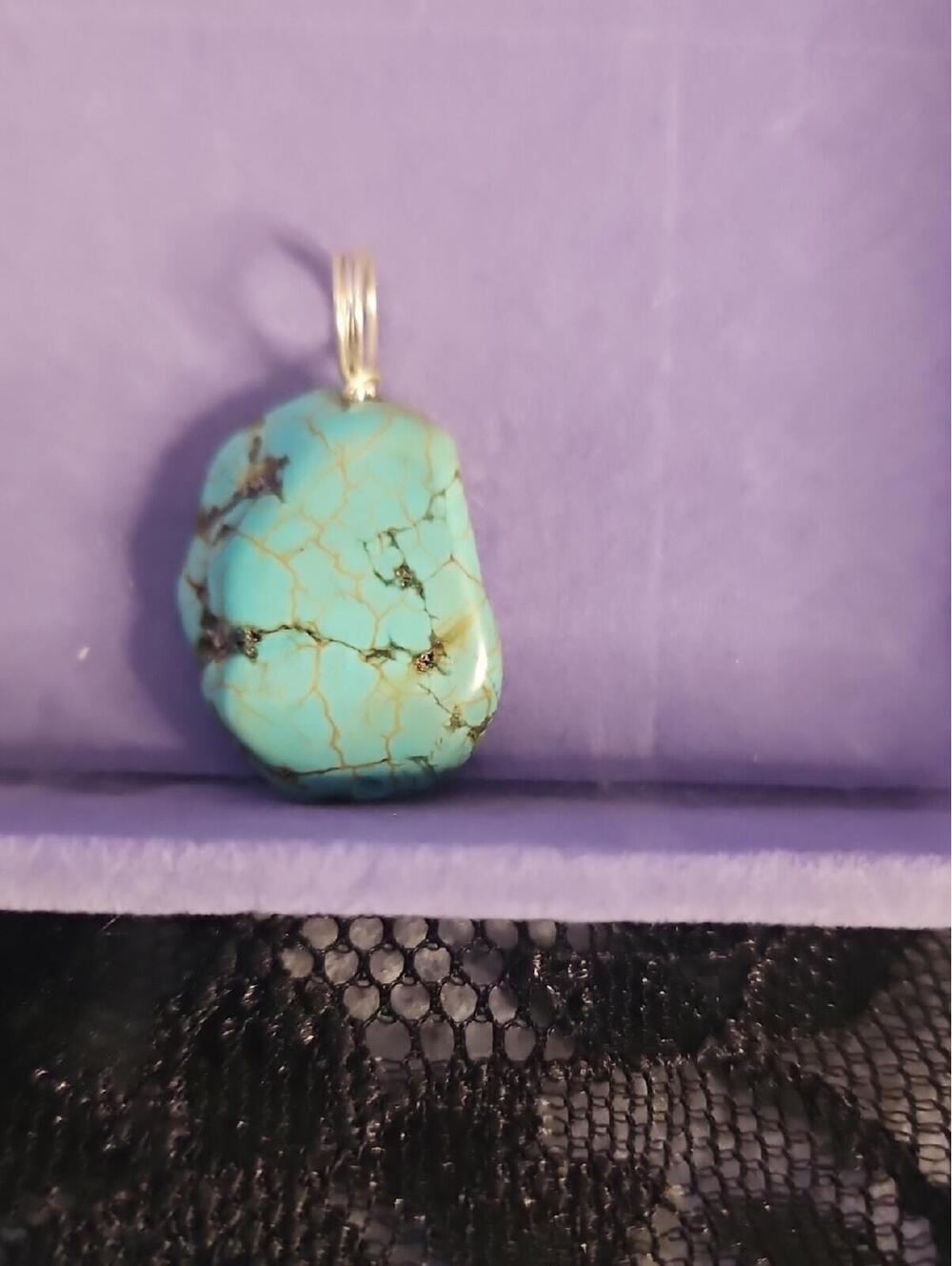 Turquoise Stone Pendant Necklace - Blue Turquoise Jewelry